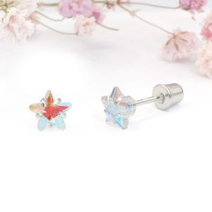 Silver AB Star Screw Back Studs
