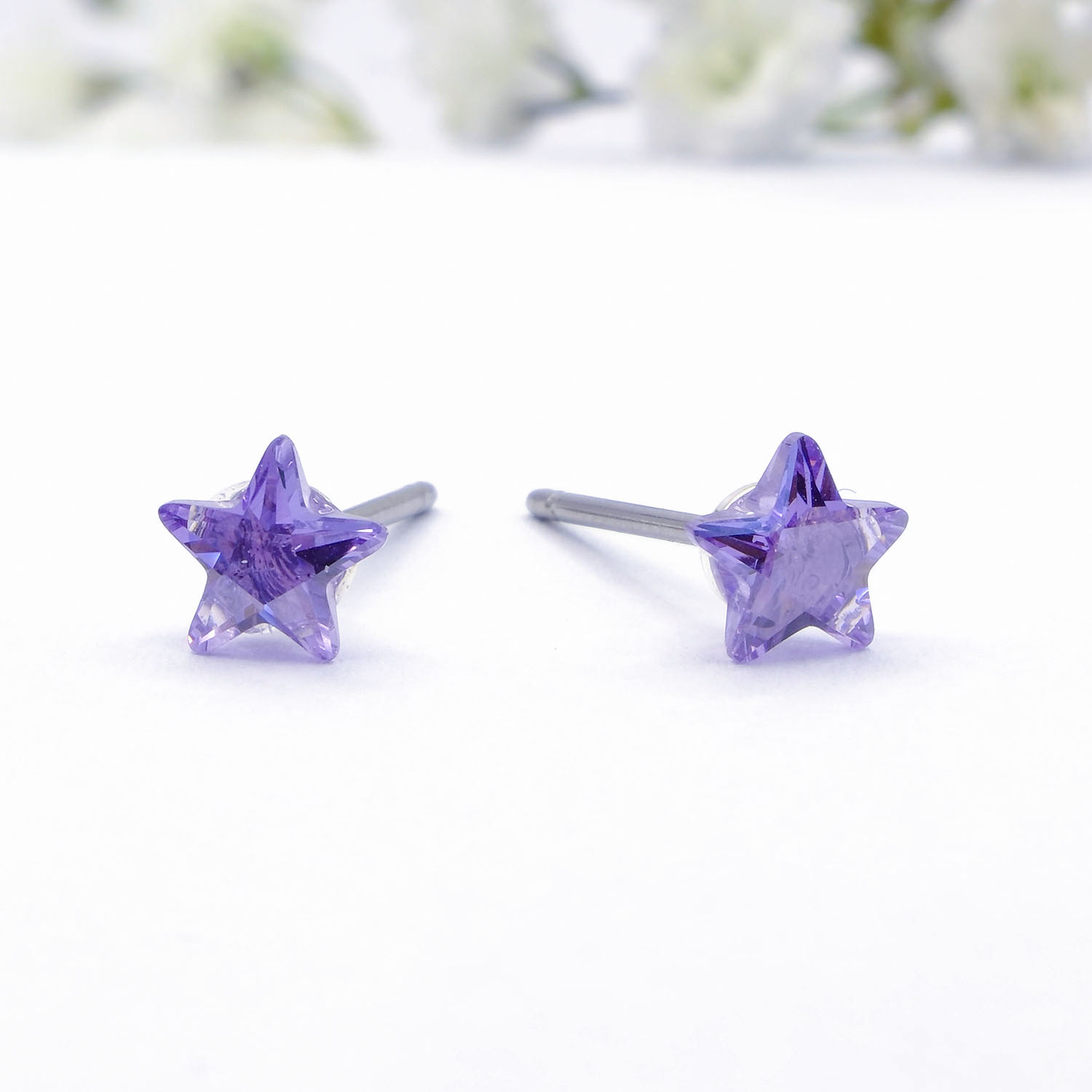 Lilac Crystal Star Stud Earrings - Lilac Crystal Star Stud Earrings GTK19 3