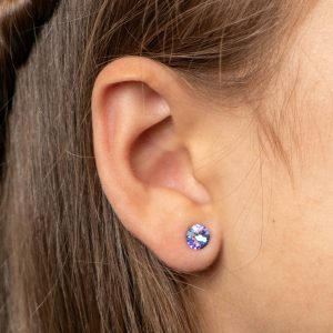 6mm Purple Rivoli Stud Earrings