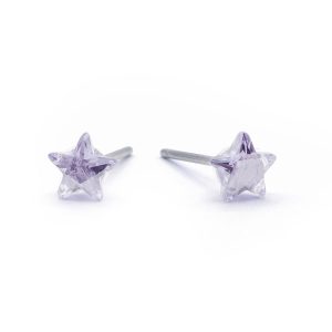 Lilac Crystal Star Stud Earrings
