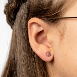 Pink Multifaceted Crystal Stud Earrings