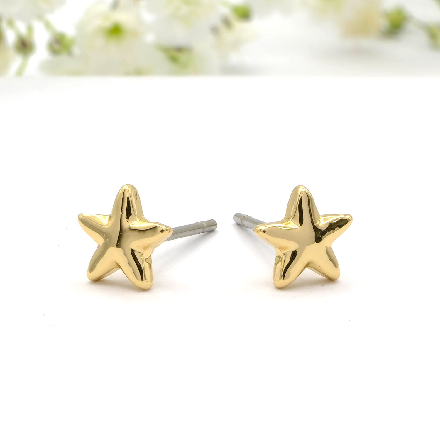 Plain Gold Star Stud Earrings - Plain Gold Star Stud Earrings GTK29 4