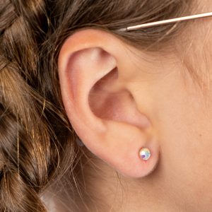 Silver Bezel AB Stud Earrings