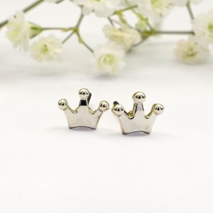 Silver Crown Stud Earrings