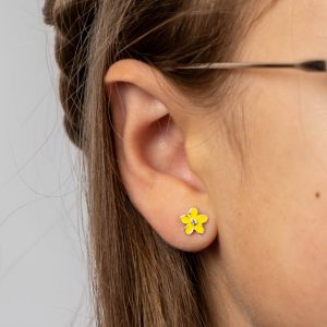 Yellow Flower Stud Earrings