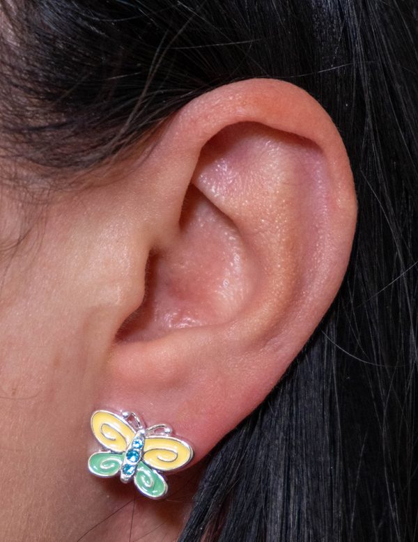 Yellow Butterfly Stud Earrings - DSCF1993