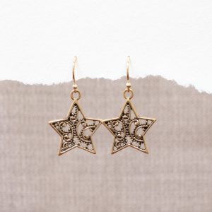 Gold / Silver Star Filigree Drop Earrings