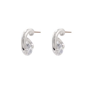 Foldover Silver Earring With CZ