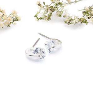 Foldover Silver Earring With CZ