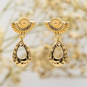 Gold Fan Teardrop Earrings
