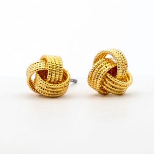 Gold Textured Love Knot Stud Earrings