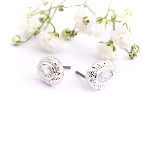 Silver Oval Earrings With CZ