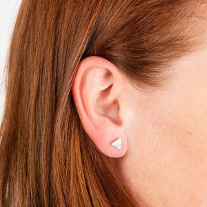 Silver Triangle Stud Earrings