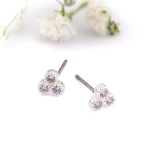Silver Triple Circle Stud Earrings