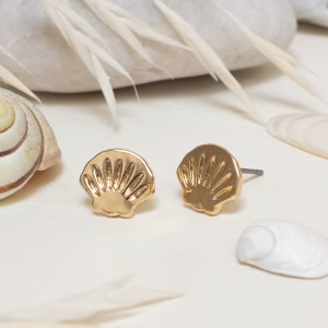 Gold Seashell Stud Earrings