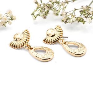Gold Fan Teardrop Earrings