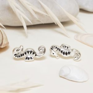 Silver Seahorse Stud Earrings