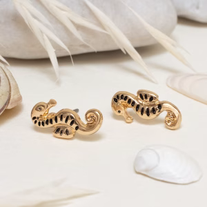 Gold Seahorse Stud Earrings
