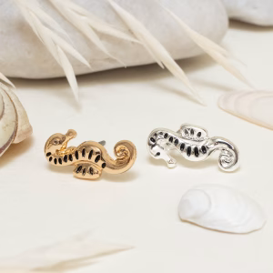 Silver Seahorse Stud Earrings