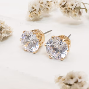 Cubic Zirconia Gold Earrings - Multiple Sizes