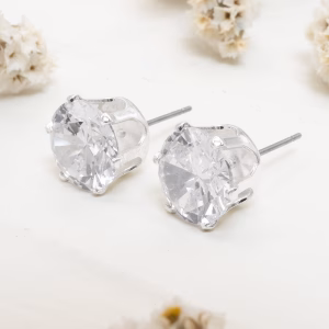 Cubic Zirconia Silver Earrings - Multiple Sizes