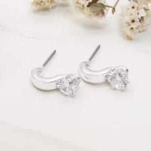 Cubic Zirconia Half Hoop Earrings