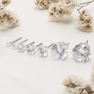 Cubic Zirconia Silver Earrings - Multiple Sizes