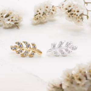 Cubic Zirconia Gold/Silver Leaf