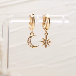Gold Crescent Moon and Star Huggies