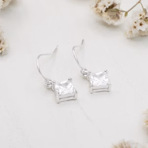 Square Clear Cubic Zirconia Earrings