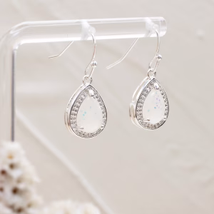 Mother Of Pearl CZ Drop Earrings