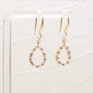 Gold CZ Teardrop Earrings