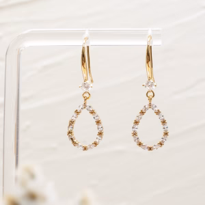 Gold CZ Teardrop Earrings