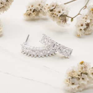 Silver Cubic Zirconia Half Hoops