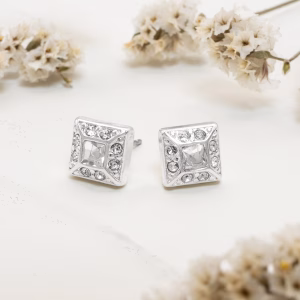 Square Cubic Zirconia Encrusted Earrings