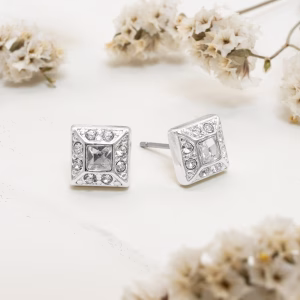 Square Cubic Zirconia Encrusted Earrings