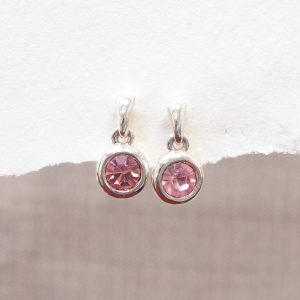 Silver Drop Earrings - Baby Pink