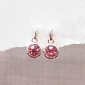Silver Drop Earrings - Baby Pink