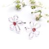 Wire Flower With Pink Crystal Stone
