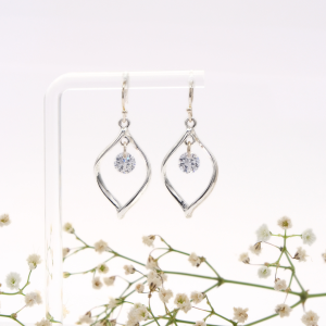 Silver Swirl Drop with Heart Insert