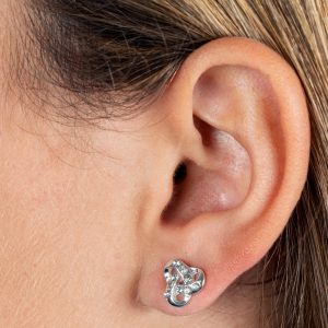 Silver Triple Looped Crystal Studs