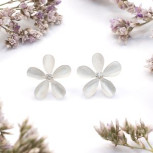 Pearl Effect Flower Studs