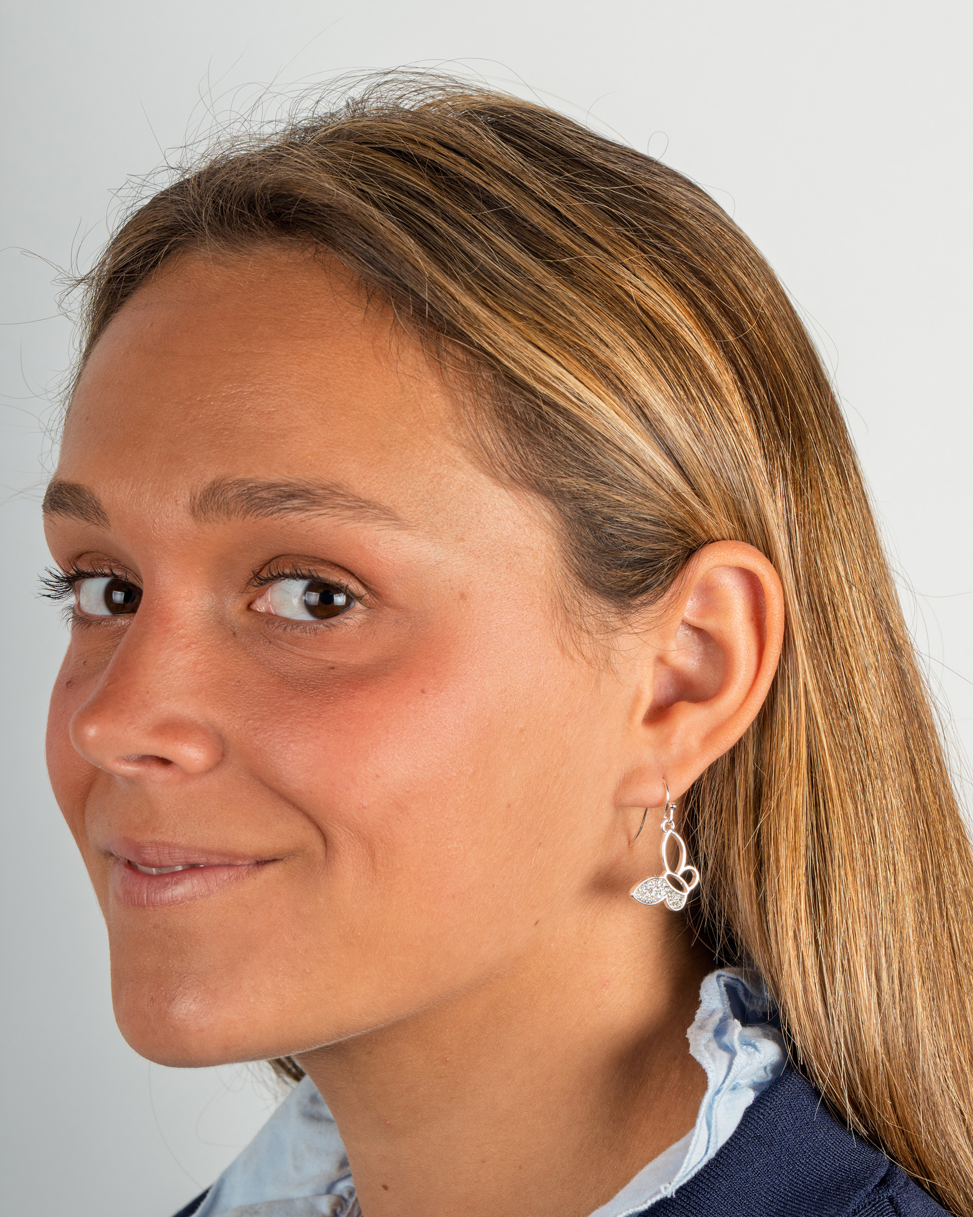 Crystal Butterfly Wing Drop Earrings - Image 5