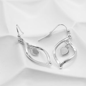 Silver Swirl Drop with Heart Insert