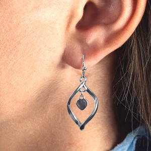 Silver Swirl Drop with Heart Insert