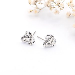 Silver Triple Looped Crystal Studs
