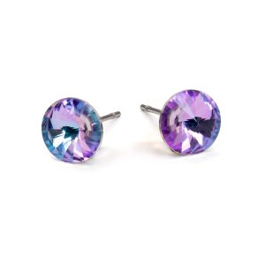 10mm Purple Crystal Stud Earrings