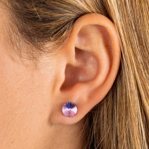 8mm Purple Rivoli Stud Earrings