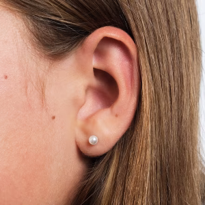 Gold 4mm White Pearl Screw On Earrings