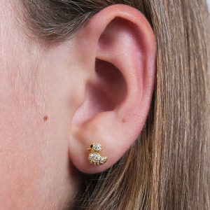 Gold Duck Studs with CZ's